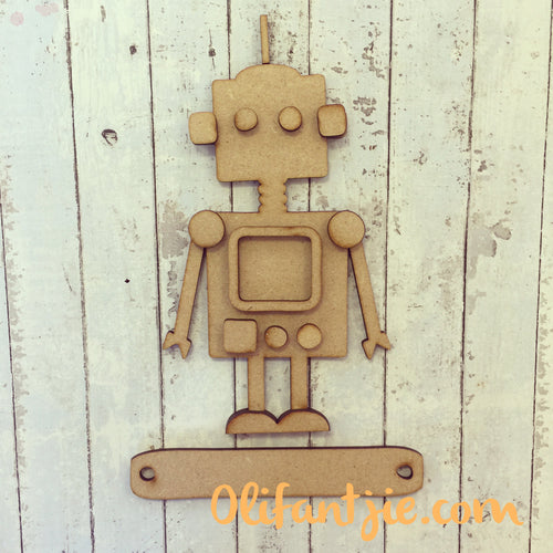 OL090 - MDF Fun Robot - Olifantjie - Wooden - MDF - Lasercut - Blank - Craft - Kit - Mixed Media - UK