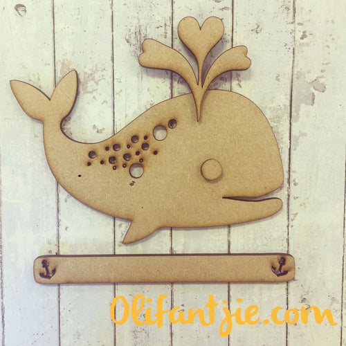 OL053 - MDF Cute Whale with Water - Olifantjie - Wooden - MDF - Lasercut - Blank - Craft - Kit - Mixed Media - UK