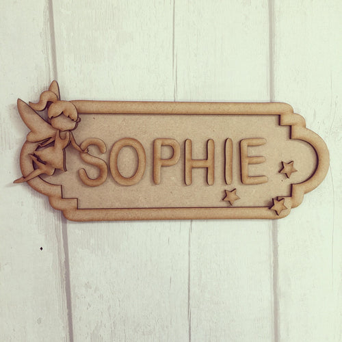 SS007 - MDF Fairy Theme Personalised Street Sign - Small (6 letters) - Olifantjie - Wooden - MDF - Lasercut - Blank - Craft - Kit - Mixed Media - UK