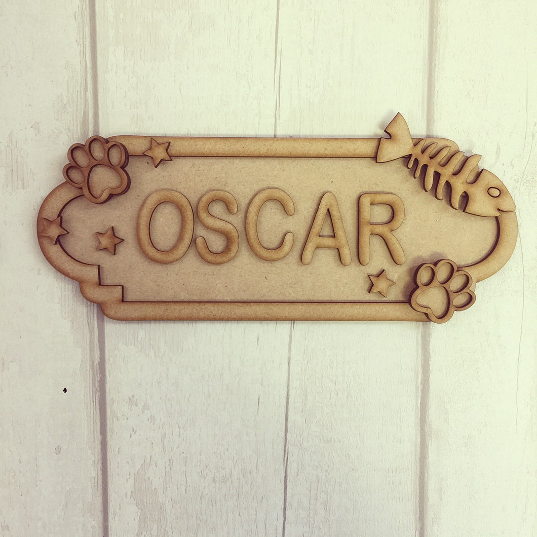 SS004 - MDF Cat Personalised Street Sign - Large (12 letters) - Olifantjie - Wooden - MDF - Lasercut - Blank - Craft - Kit - Mixed Media - UK