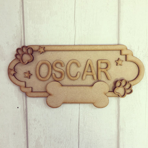 SS006 - MDF Dog Theme Personalised Street Sign - Small (6 letters) - Olifantjie - Wooden - MDF - Lasercut - Blank - Craft - Kit - Mixed Media - UK