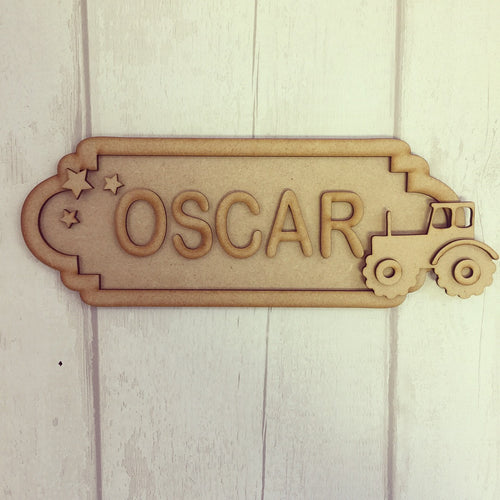 SS046 - MDF Tractor Personalised Street Sign - Large (12 letters) - Olifantjie - Wooden - MDF - Lasercut - Blank - Craft - Kit - Mixed Media - UK