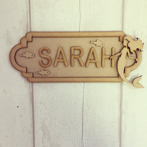 SS015 - MDF Mermaid Personalised Street Sign - Large (12 letters) - Olifantjie - Wooden - MDF - Lasercut - Blank - Craft - Kit - Mixed Media - UK