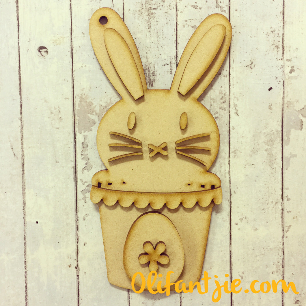OL058 - MDF Easter Bunny - Magic Money Holder - Olifantjie - Wooden - MDF - Lasercut - Blank - Craft - Kit - Mixed Media - UK