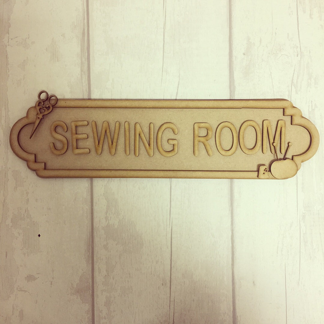 SS020 - MDF Sewing Theme Personalised Street Sign - Large  (12 letters) - Olifantjie - Wooden - MDF - Lasercut - Blank - Craft - Kit - Mixed Media - UK