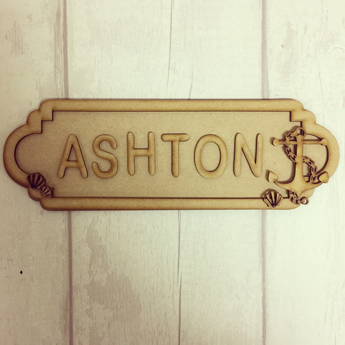 SS001 - MDF Anchor Nautical Theme Personalised Street Sign - Small (6 letters) - Olifantjie - Wooden - MDF - Lasercut - Blank - Craft - Kit - Mixed Media - UK