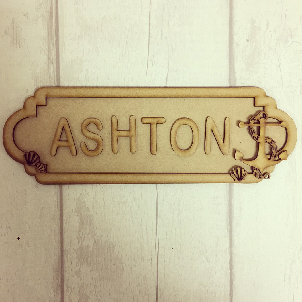 SS001 - MDF Anchor Nautical Theme Personalised Street Sign - Large (12 letters) - Olifantjie - Wooden - MDF - Lasercut - Blank - Craft - Kit - Mixed Media - UK