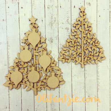 CH005 - MDF Christmas Family Tree with Baubles (Copy) - Olifantjie - Wooden - MDF - Lasercut - Blank - Craft - Kit - Mixed Media - UK