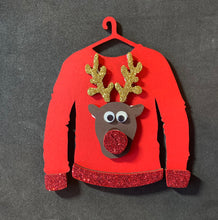 SJ034 - MDF Reindeer Christmas Jumper - Olifantjie - Wooden - MDF - Lasercut - Blank - Craft - Kit - Mixed Media - UK