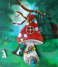 SJ056 - MDF Whimsical Bunny Toadstool - Olifantjie - Wooden - MDF - Lasercut - Blank - Craft - Kit - Mixed Media - UK
