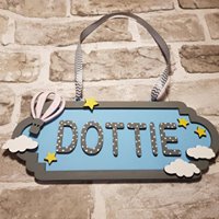SS013 - MDF Hot Air Balloon Theme Personalised Street Sign - Small (6 letters) - Olifantjie - Wooden - MDF - Lasercut - Blank - Craft - Kit - Mixed Media - UK