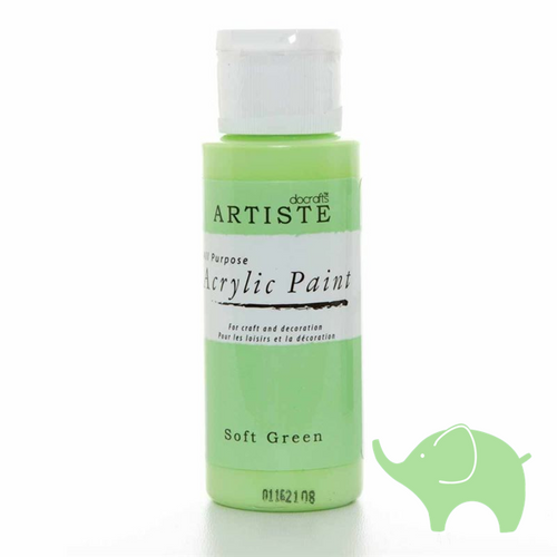 Soft Green - Artiste Acrylic Paint 2oz - Olifantjie - Wooden - MDF - Lasercut - Blank - Craft - Kit - Mixed Media - UK