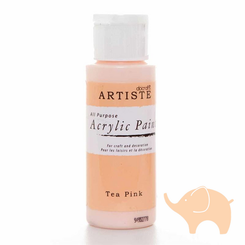 Tea Pink - Artiste Acrylic Paint 2oz - Olifantjie - Wooden - MDF - Lasercut - Blank - Craft - Kit - Mixed Media - UK