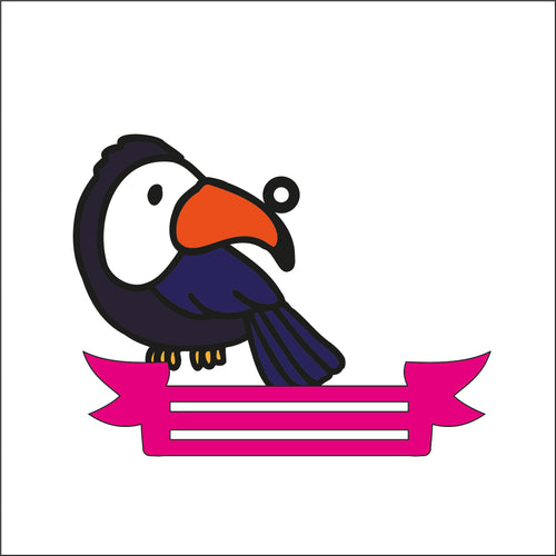OL2644 - MDF Note Holder - Toucan 1 - with additional banner - Olifantjie - Wooden - MDF - Lasercut - Blank - Craft - Kit - Mixed Media - UK