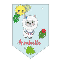 FG008  - MDF Themed Personalised Pennant Flag - Cute Alpaca Theme - Olifantjie - Wooden - MDF - Lasercut - Blank - Craft - Kit - Mixed Media - UK