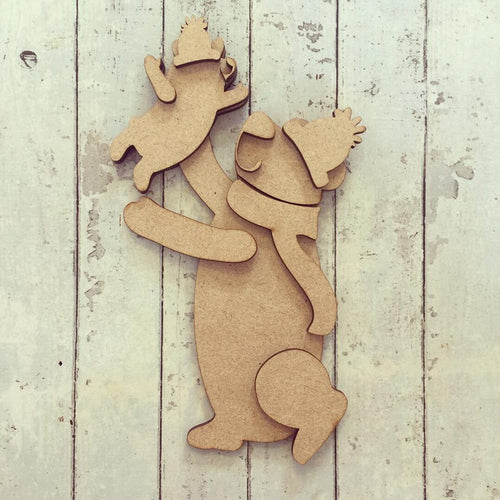 SJ064 - MDF Bear Parent and Child - Olifantjie - Wooden - MDF - Lasercut - Blank - Craft - Kit - Mixed Media - UK