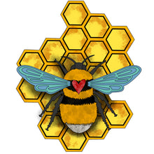 SJ025 - MDF Bumble Bee - Optional Honey Comb - Olifantjie - Wooden - MDF - Lasercut - Blank - Craft - Kit - Mixed Media - UK