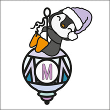 OL2678 - MDF Hanging Doodle Initial Bauble - Penguin - Olifantjie - Wooden - MDF - Lasercut - Blank - Craft - Kit - Mixed Media - UK