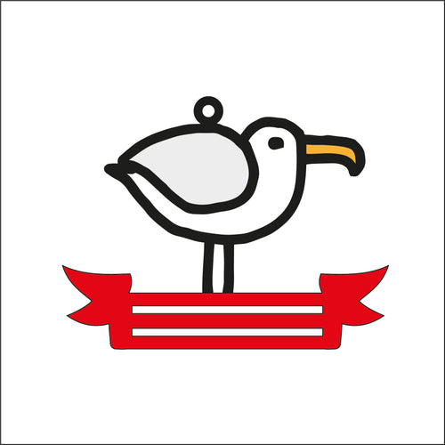 OL2646 - MDF Note Holder - Seagull 1 - with additional banner - Olifantjie - Wooden - MDF - Lasercut - Blank - Craft - Kit - Mixed Media - UK