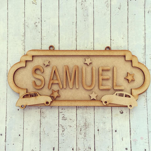 SS052 - MDF Cars Personalised Street Sign - Large (12 letters) - Olifantjie - Wooden - MDF - Lasercut - Blank - Craft - Kit - Mixed Media - UK