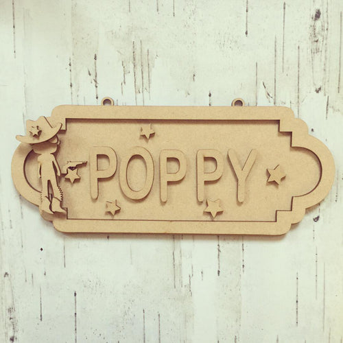 SS058 - MDF Cowboy Theme Personalised Street Sign - Large (12 letters) - Olifantjie - Wooden - MDF - Lasercut - Blank - Craft - Kit - Mixed Media - UK