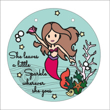 OL2402 - MDF Mermaid Doodles - Round  Scene Layered Plaque ‘she leaves a little sparkle’ Mermaid Style 2 - Olifantjie - Wooden - MDF - Lasercut - Blank - Craft - Kit - Mixed Media - UK