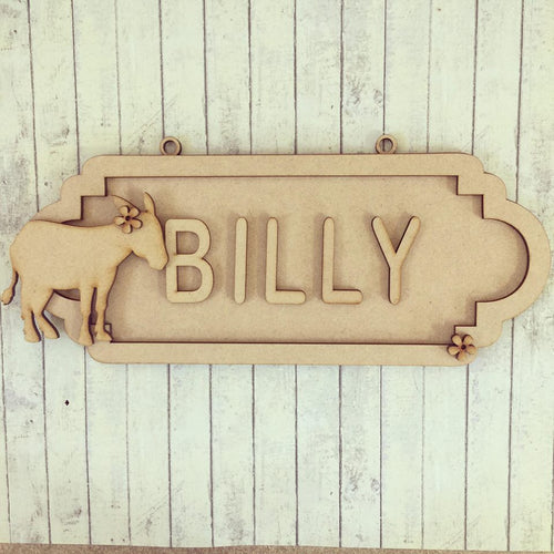 SS071 - MDF Donkey Personalised Street Sign - Large (12 letters) - Olifantjie - Wooden - MDF - Lasercut - Blank - Craft - Kit - Mixed Media - UK