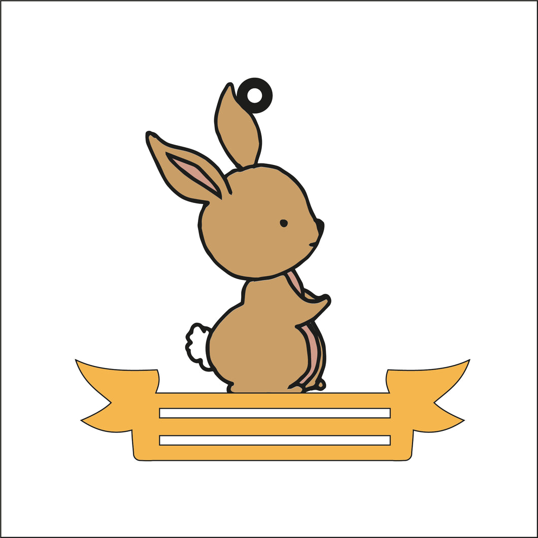 OL2648 - MDF Note Holder - Bunny 1 - with additional banner - Olifantjie - Wooden - MDF - Lasercut - Blank - Craft - Kit - Mixed Media - UK