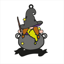 OL2245 - MDF Doodle Halloween Gonk Gnome Hanging - Witch Cauldron - with or without banner - Olifantjie - Wooden - MDF - Lasercut - Blank - Craft - Kit - Mixed Media - UK