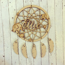 DC026 - MDF Elephant Dream Catcher - with Initial, Initials, Name or Wording - Olifantjie - Wooden - MDF - Lasercut - Blank - Craft - Kit - Mixed Media - UK