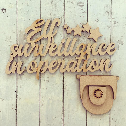 SJ060 - MDF Elf Surveillance in Operation - Olifantjie - Wooden - MDF - Lasercut - Blank - Craft - Kit - Mixed Media - UK