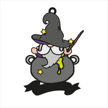 OL2244 - MDF Doodle Halloween Gonk Gnome Hanging - Wizard Cauldron - with or without banner - Olifantjie - Wooden - MDF - Lasercut - Blank - Craft - Kit - Mixed Media - UK
