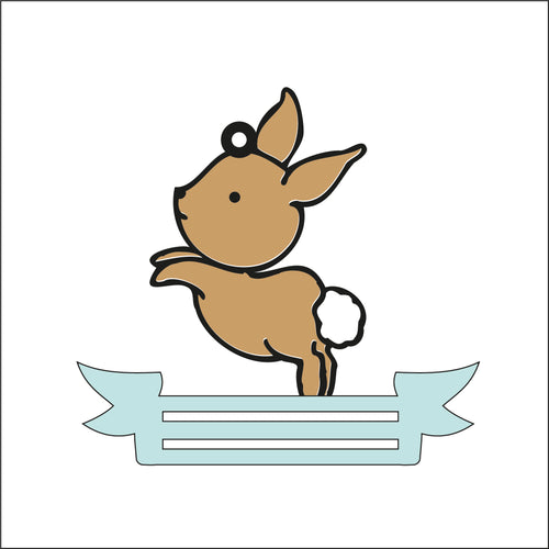 OL2650 - MDF Note Holder - Bunny 3 - with additional banner - Olifantjie - Wooden - MDF - Lasercut - Blank - Craft - Kit - Mixed Media - UK