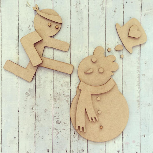 OL246 - MDF Ninja Gingerbread Kicking Snowman - Olifantjie - Wooden - MDF - Lasercut - Blank - Craft - Kit - Mixed Media - UK