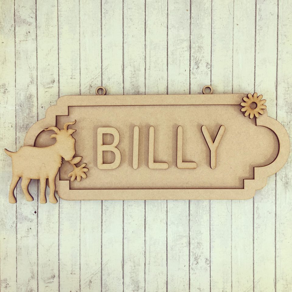 SS072 - MDF Goat Personalised Street Sign - Large (12 letters) - Olifantjie - Wooden - MDF - Lasercut - Blank - Craft - Kit - Mixed Media - UK
