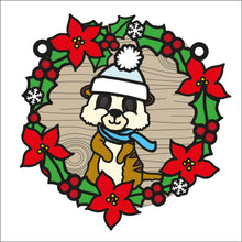 OL2685 - MDF Christmas Meerkat doodle Large Holly Wreath Plaque - Olifantjie - Wooden - MDF - Lasercut - Blank - Craft - Kit - Mixed Media - UK