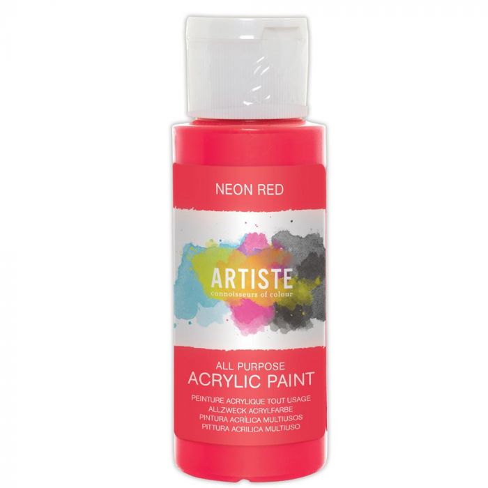 Neon Red - Artiste Acrylic Paint 2oz - Olifantjie - Wooden - MDF - Lasercut - Blank - Craft - Kit - Mixed Media - UK