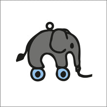 OL1597 - MDF Doodle Nursery hanging -  Elephant pull along - Olifantjie - Wooden - MDF - Lasercut - Blank - Craft - Kit - Mixed Media - UK