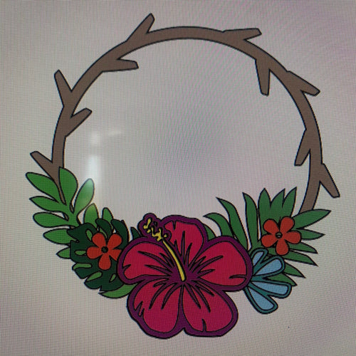 OL771 - MDF Mini wreath - Tropical - Olifantjie - Wooden - MDF - Lasercut - Blank - Craft - Kit - Mixed Media - UK