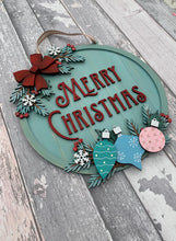 CH409 - MDF Large Merry Christmas Bauble Wreath and Backing - Olifantjie - Wooden - MDF - Lasercut - Blank - Craft - Kit - Mixed Media - UK