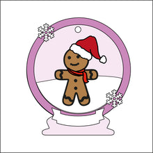 OL2516 - MDF Gingerbread 4 Christmas Bauble Snow Globe - Olifantjie - Wooden - MDF - Lasercut - Blank - Craft - Kit - Mixed Media - UK