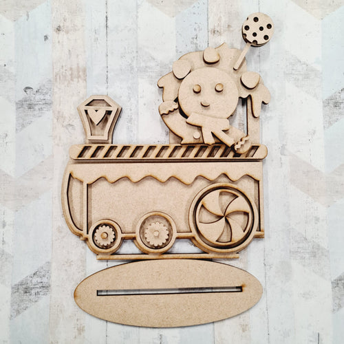 OL1038 - MDF Freestanding Gingerbread Train Engine - Olifantjie - Wooden - MDF - Lasercut - Blank - Craft - Kit - Mixed Media - UK