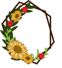 HX009 - MDF Sunflower Style 1 Hexagonal Wreath - Olifantjie - Wooden - MDF - Lasercut - Blank - Craft - Kit - Mixed Media - UK