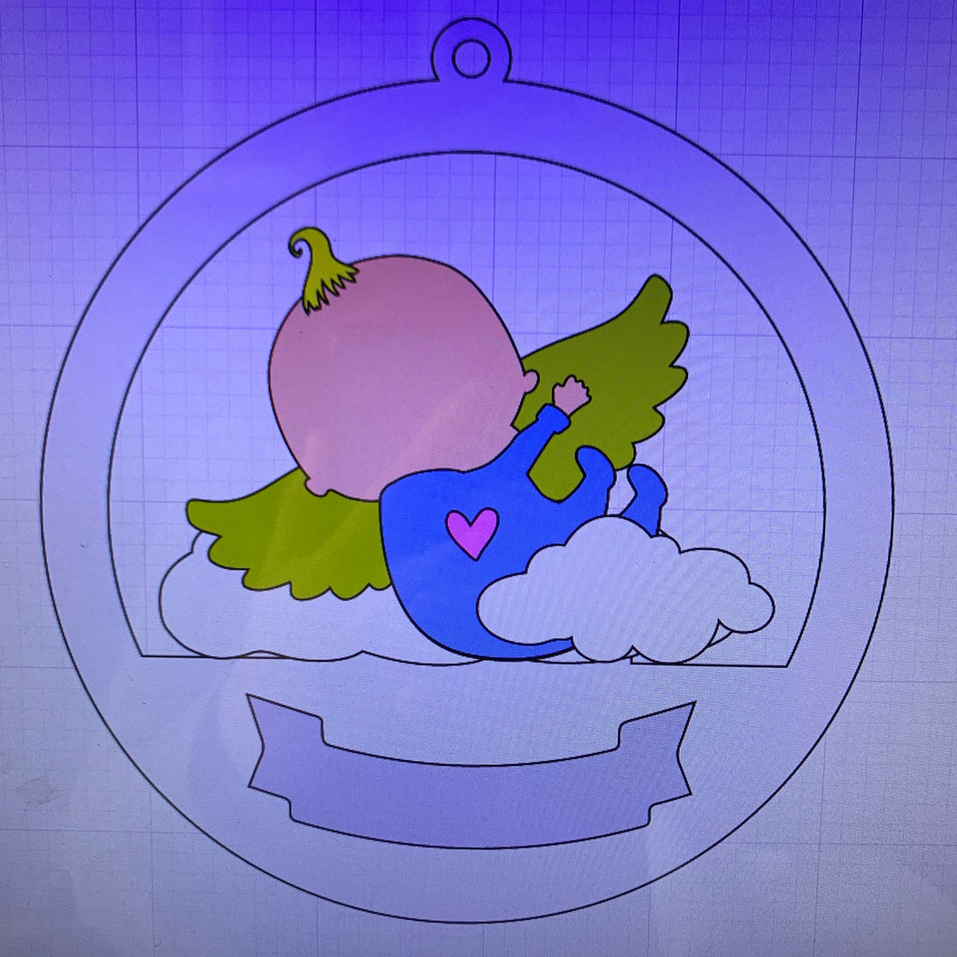CH403 - MDF Christmas 3D layered bauble - Angel Cloud Baby - Olifantjie - Wooden - MDF - Lasercut - Blank - Craft - Kit - Mixed Media - UK