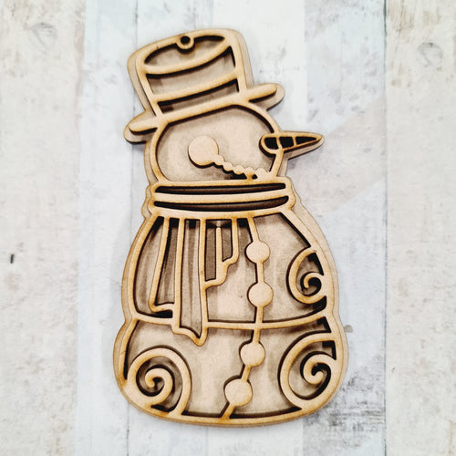 SJ394 - MDF Snowman Cookie - Christmas Bauble - Olifantjie - Wooden - MDF - Lasercut - Blank - Craft - Kit - Mixed Media - UK