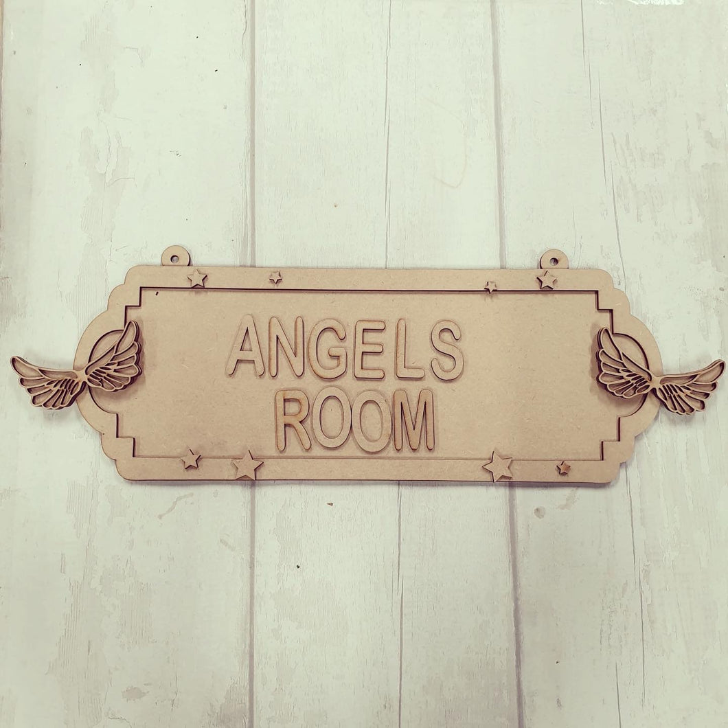 SS102 - MDF Angel Wings Themed Personalised Double Height Personalised Street Sign - Olifantjie - Wooden - MDF - Lasercut - Blank - Craft - Kit - Mixed Media - UK