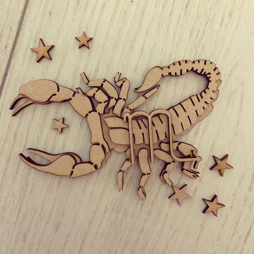 SJ211 MDF Zodiac various sizes - Scorpio - Olifantjie - Wooden - MDF - Lasercut - Blank - Craft - Kit - Mixed Media - UK