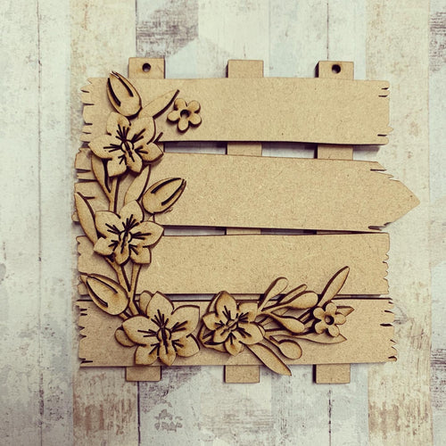 OL876 - MDF Small Floral Plank Layered sign - Orchid - Olifantjie - Wooden - MDF - Lasercut - Blank - Craft - Kit - Mixed Media - UK