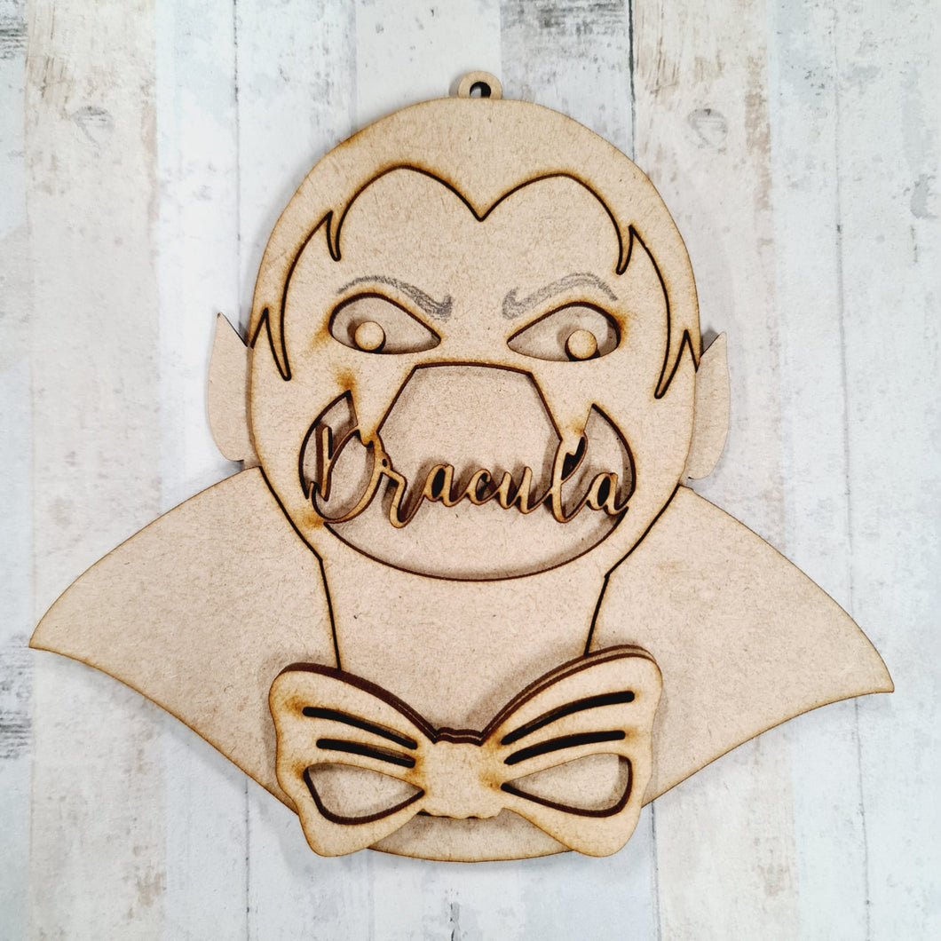 OL989 - MDF Personalised Dracula Bauble Decoration - Olifantjie - Wooden - MDF - Lasercut - Blank - Craft - Kit - Mixed Media - UK