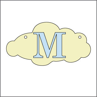 CY135 - Cloud 2 Mix Match Bunting with Initial - 10cm - Olifantjie - Wooden - MDF - Lasercut - Blank - Craft - Kit - Mixed Media - UK